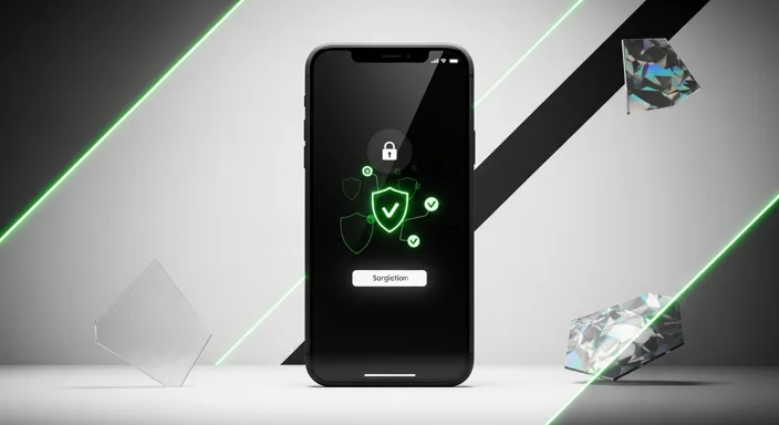 Stake app login screen concept on a mobile device with security cues